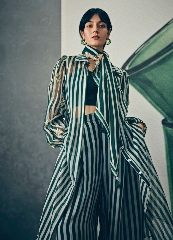 Paulmi and Harsh X Ease Green Organza Kurta Pants SetFabilicious Fashion