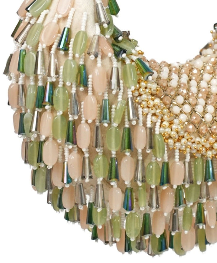 Green Pastel Suede Embellished Hobo Bag House of Kosha - Fabilicious Fashion