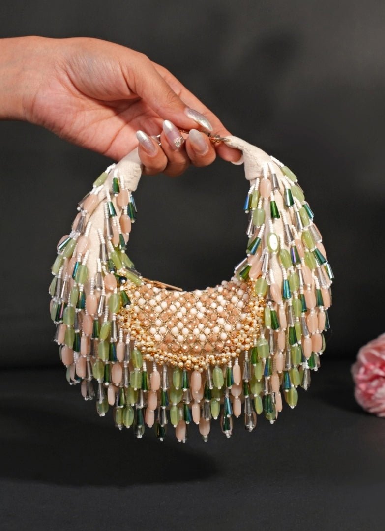 Green Pastel Suede Embellished Hobo Bag House of Kosha - Fabilicious Fashion