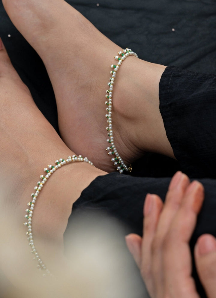 Do Taara Green Pearl AnkletsFabilicious Fashion