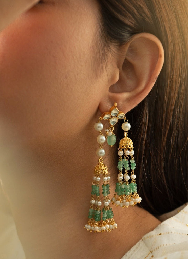 Do Taara Green Pearl Kundan EarringsFabilicious Fashion