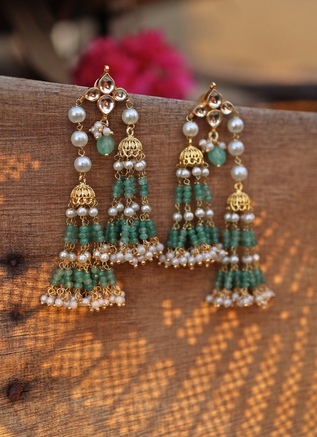 Do Taara Green Pearl Kundan EarringsFabilicious Fashion
