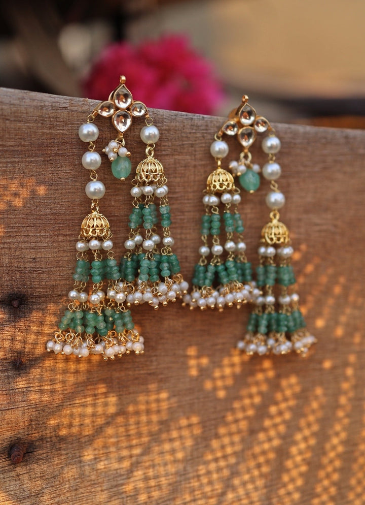Do Taara Green Pearl Kundan EarringsFabilicious Fashion