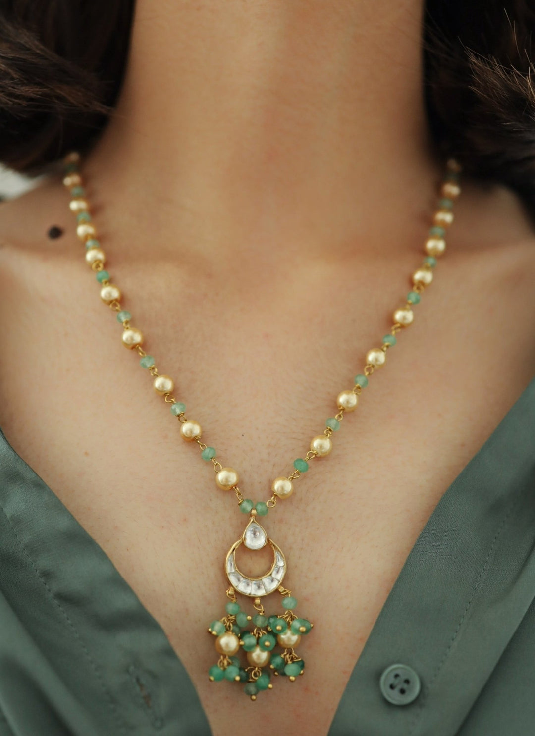 Do Taara Green Pearl NecklaceFabilicious Fashion