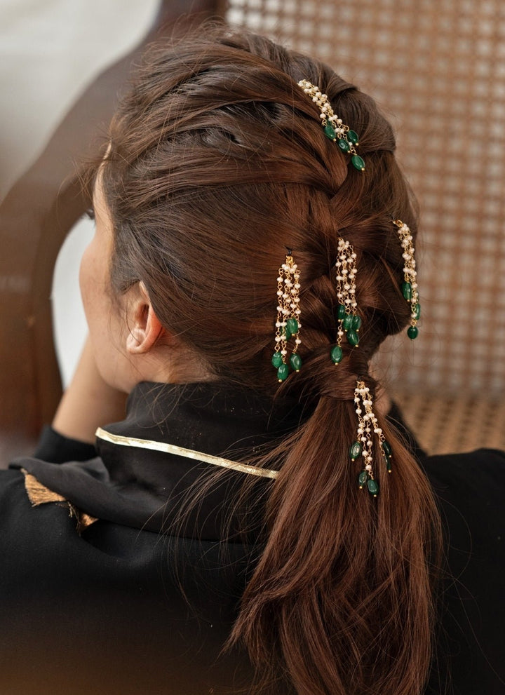 Do Taara Green Pearls Braid PinFabilicious Fashion