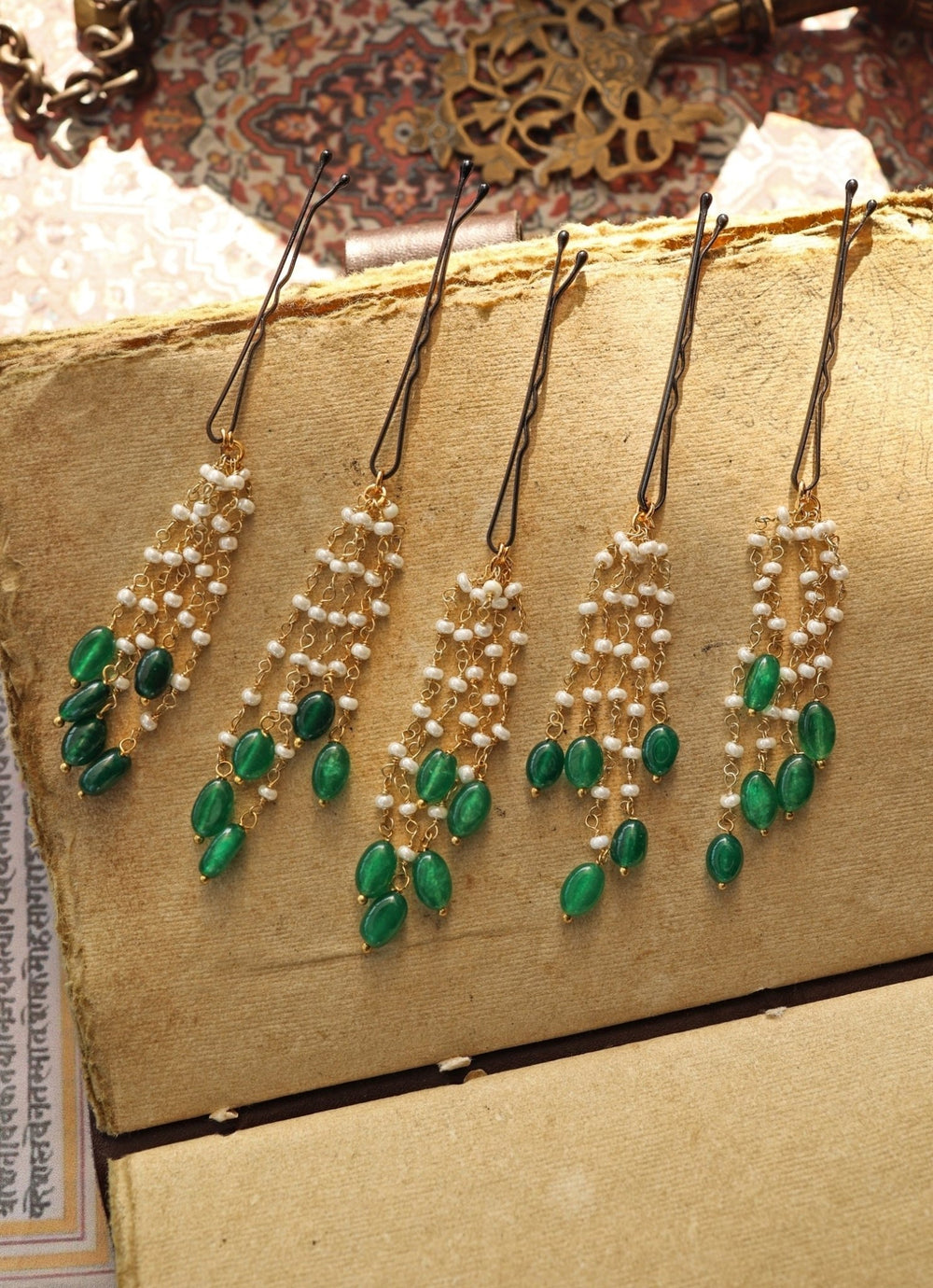 Do Taara Green Pearls Braid PinFabilicious Fashion