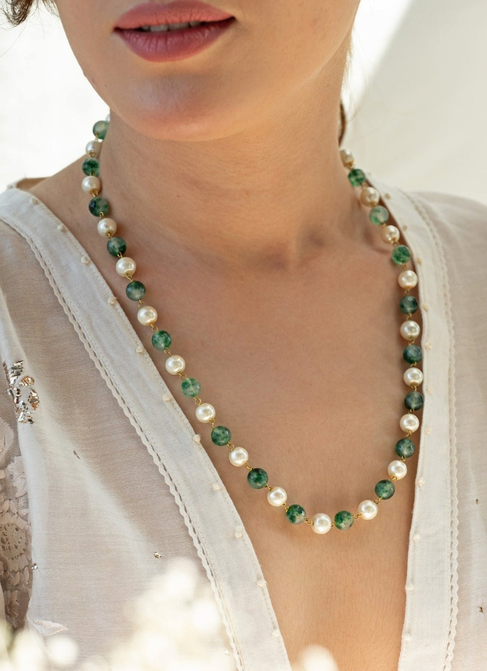 Do Taara Green Pearls NecklaceFabilicious Fashion