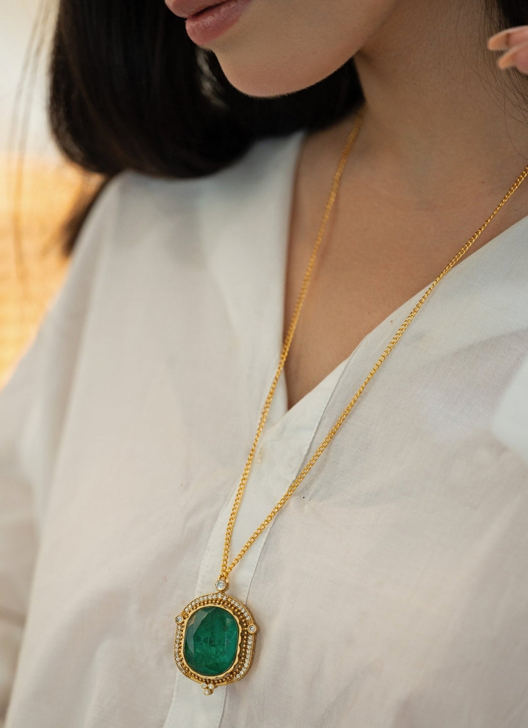 Do Taara Green Pendant NecklaceFabilicious Fashion