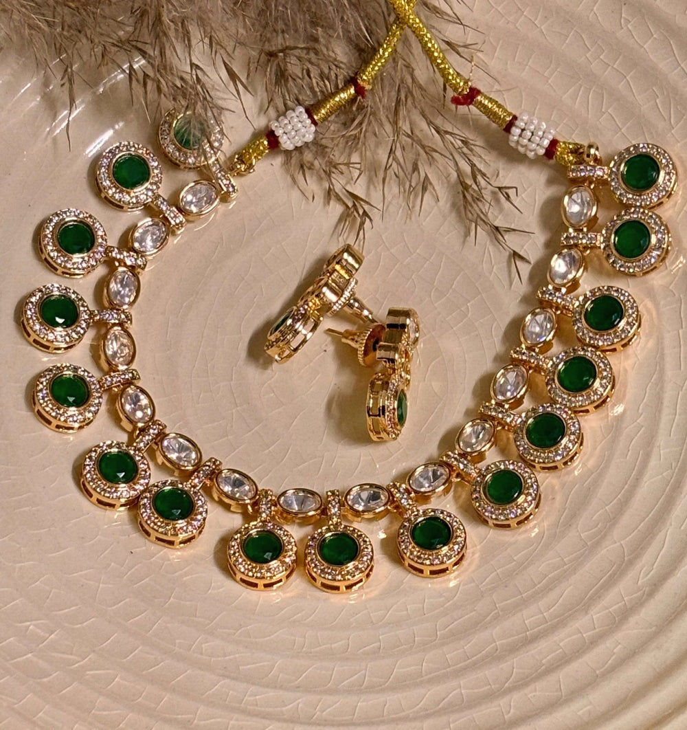 Naymee Green Polki And Kundan Choker SetFabilicious Fashion