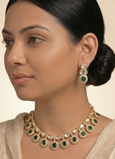 Naymee Green Polki And Kundan Choker SetFabilicious Fashion