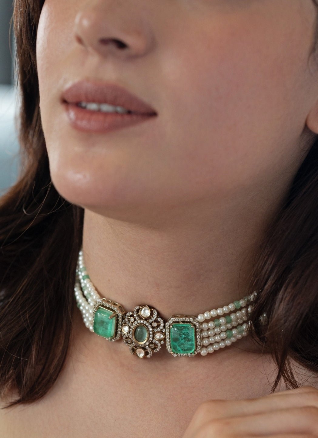 Do Taara Green Polki And Pearl NecklaceFabilicious Fashion