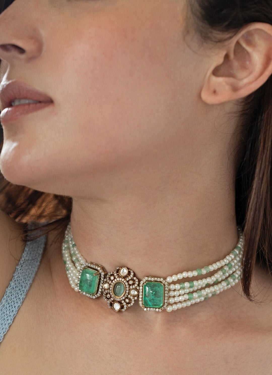 Do Taara Green Polki And Pearl NecklaceFabilicious Fashion