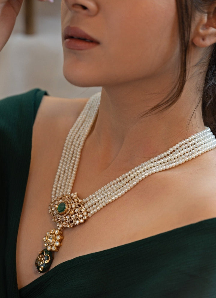 Do Taara Green Polki And Pearl NecklaceFabilicious Fashion