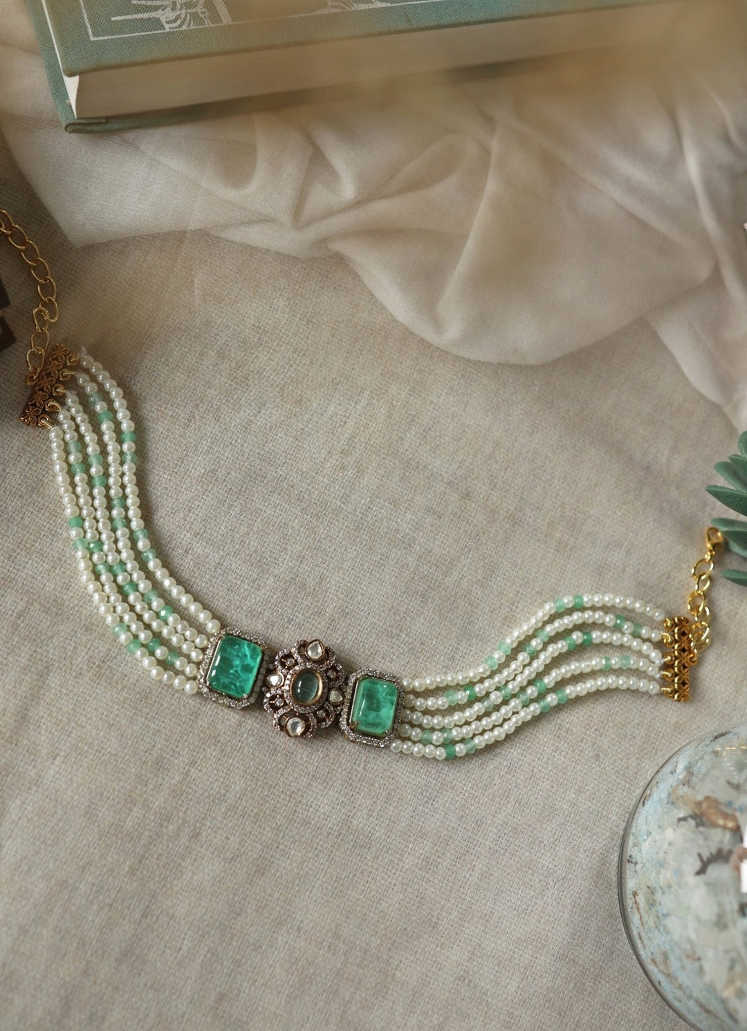 Do Taara Green Polki And Pearl NecklaceFabilicious Fashion