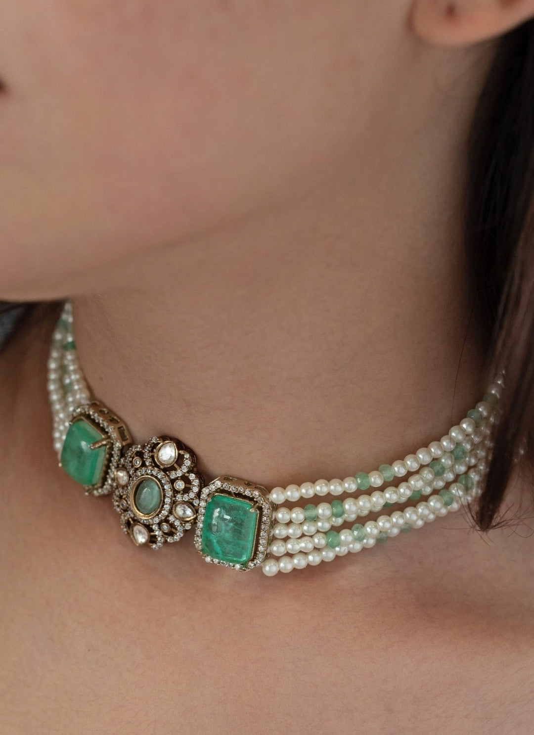 Do Taara Green Polki And Pearl NecklaceFabilicious Fashion
