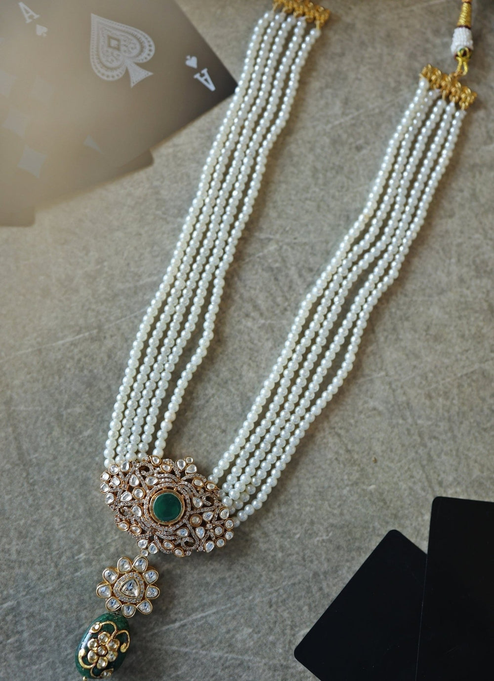 Do Taara Green Polki And Pearl NecklaceFabilicious Fashion