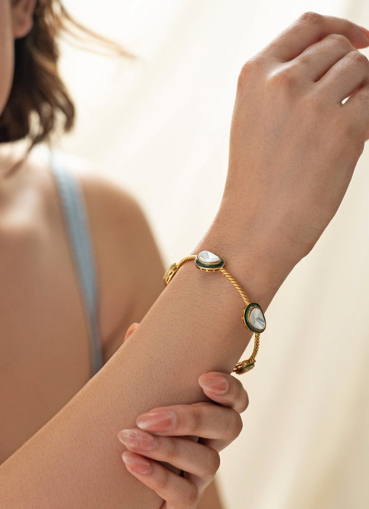 Do Taara Green Polki BangleFabilicious Fashion