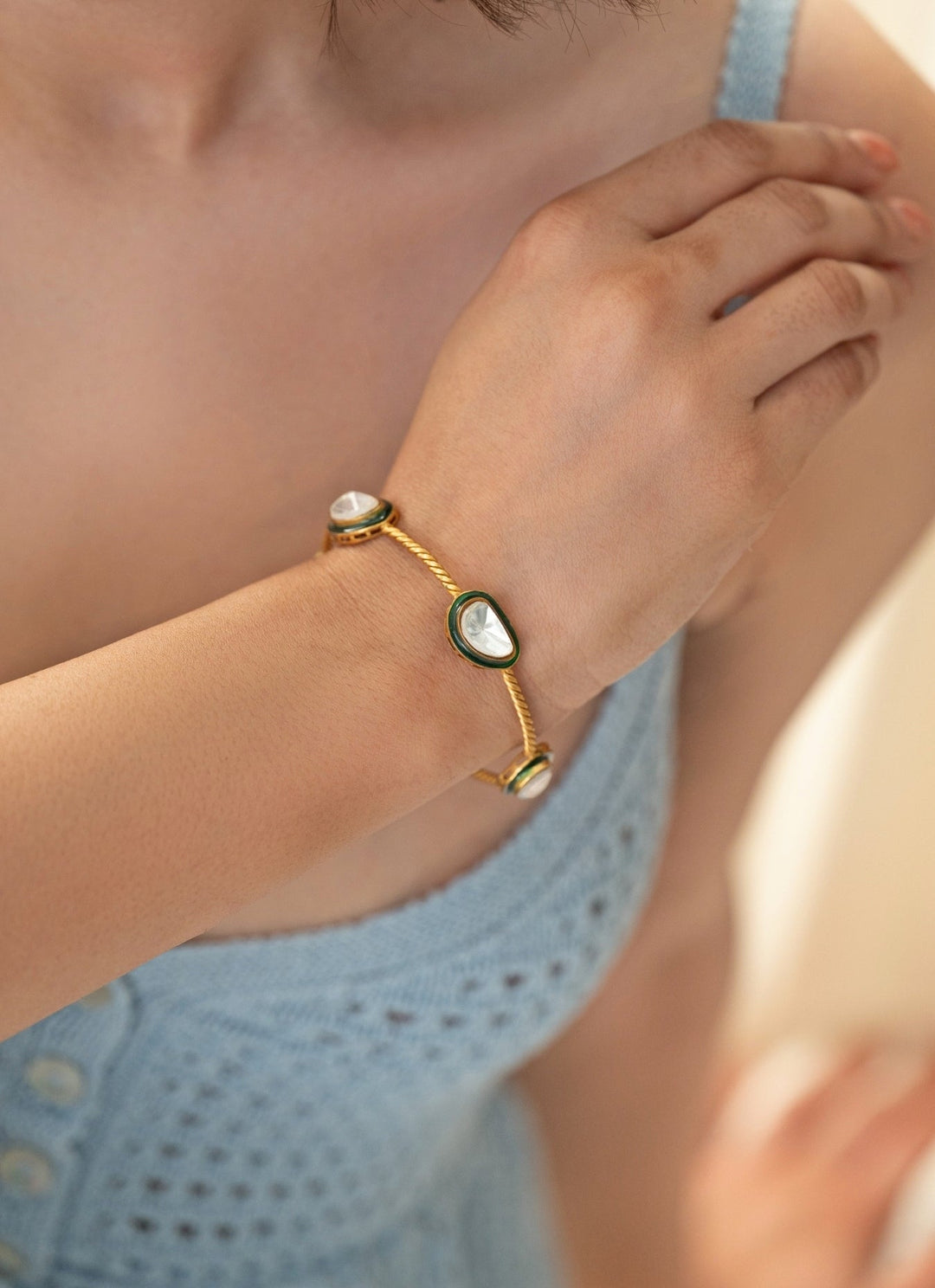 Do Taara Green Polki BangleFabilicious Fashion