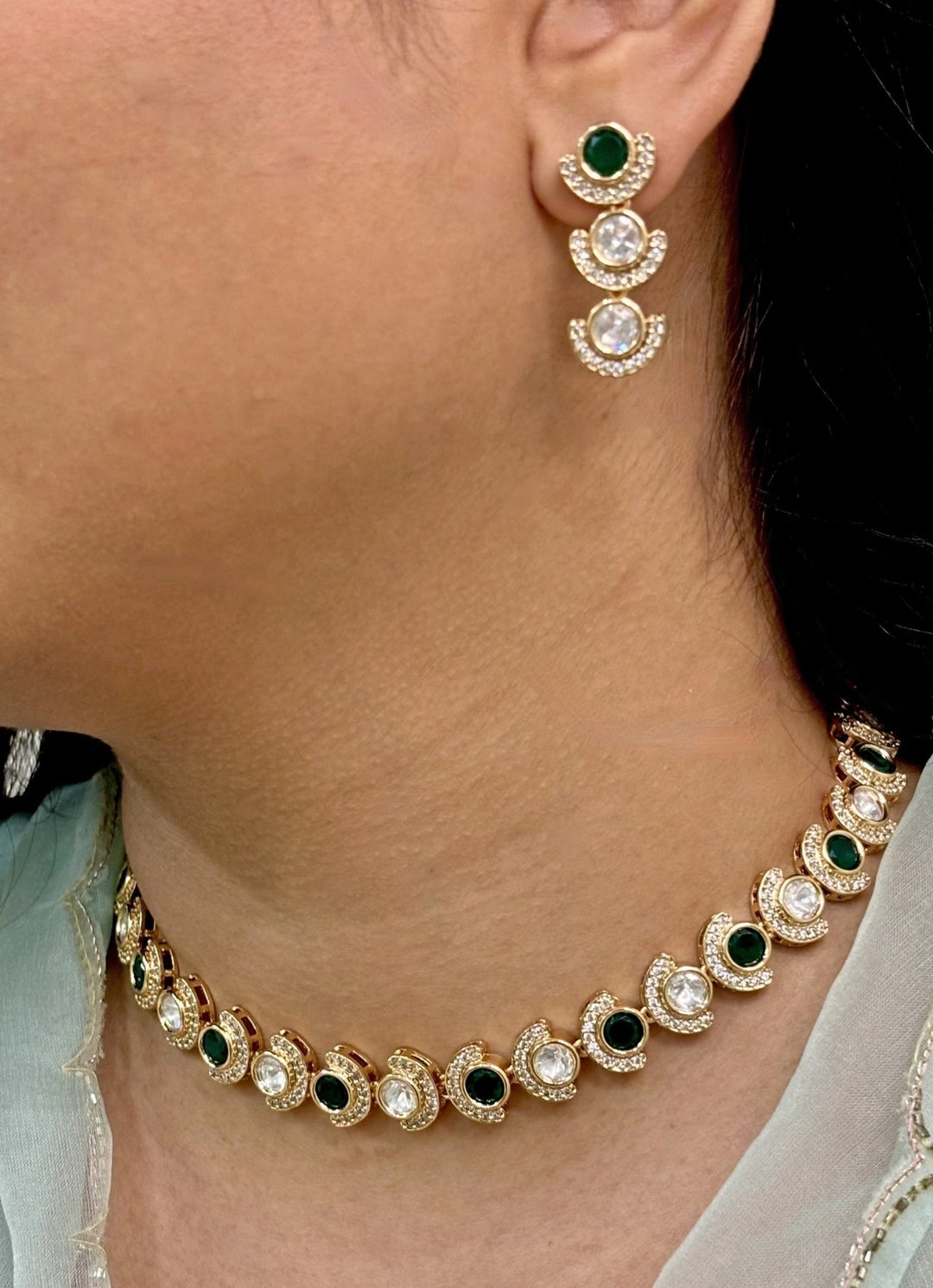 Naymee Green Polki Choker SetFabilicious Fashion