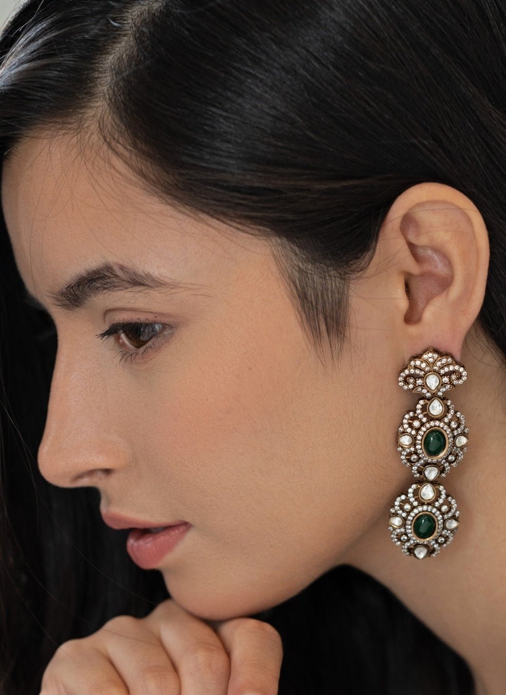 Do Taara Green Polki EarringsFabilicious Fashion