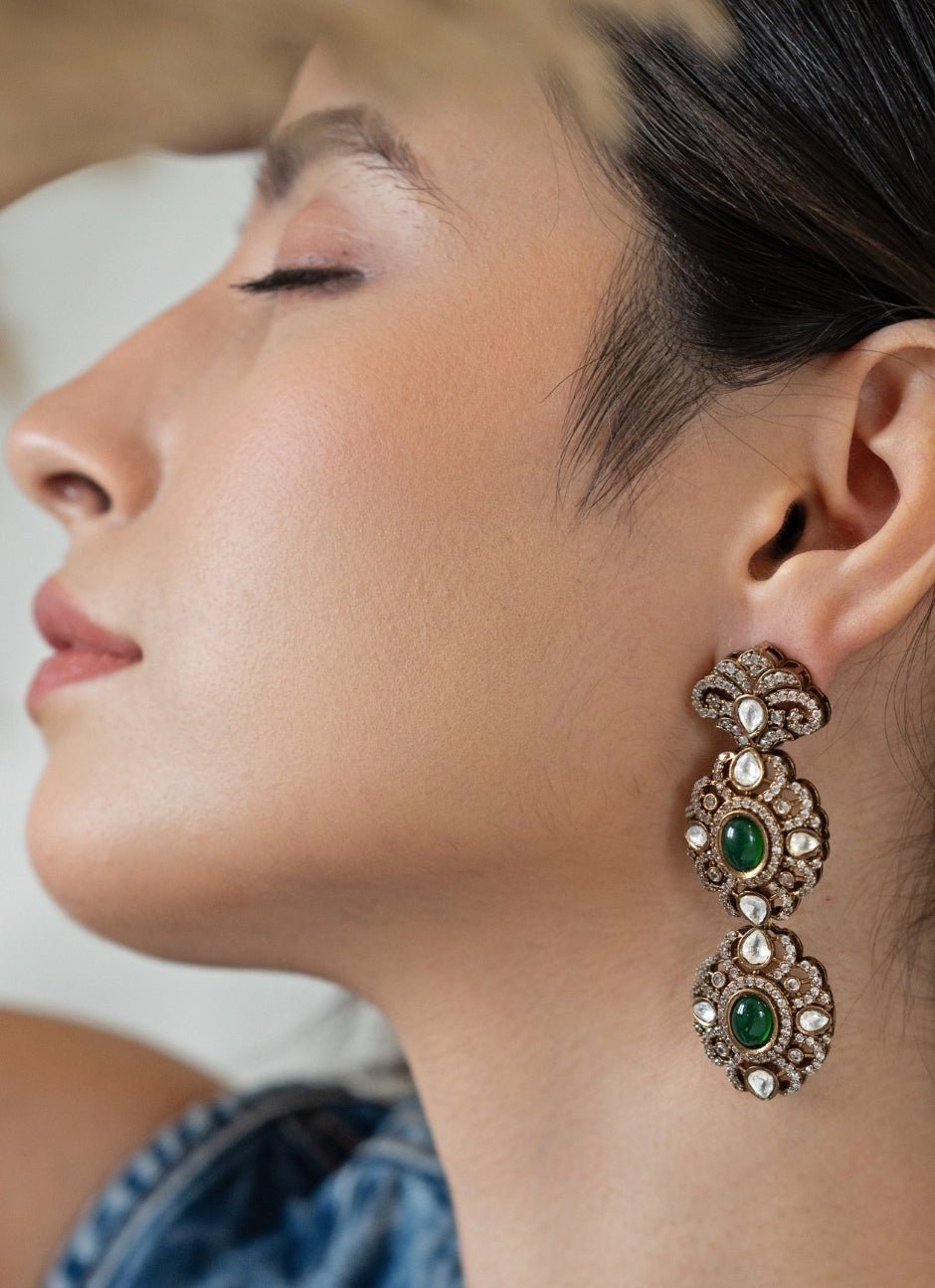 Do Taara Green Polki EarringsFabilicious Fashion