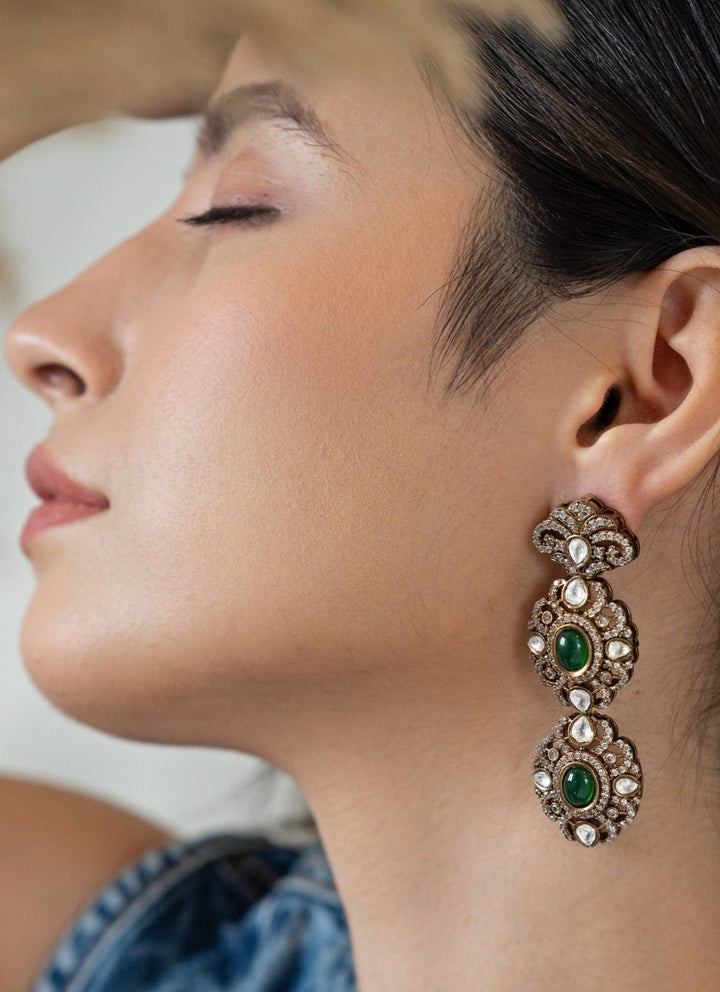 Do Taara Green Polki EarringsFabilicious Fashion