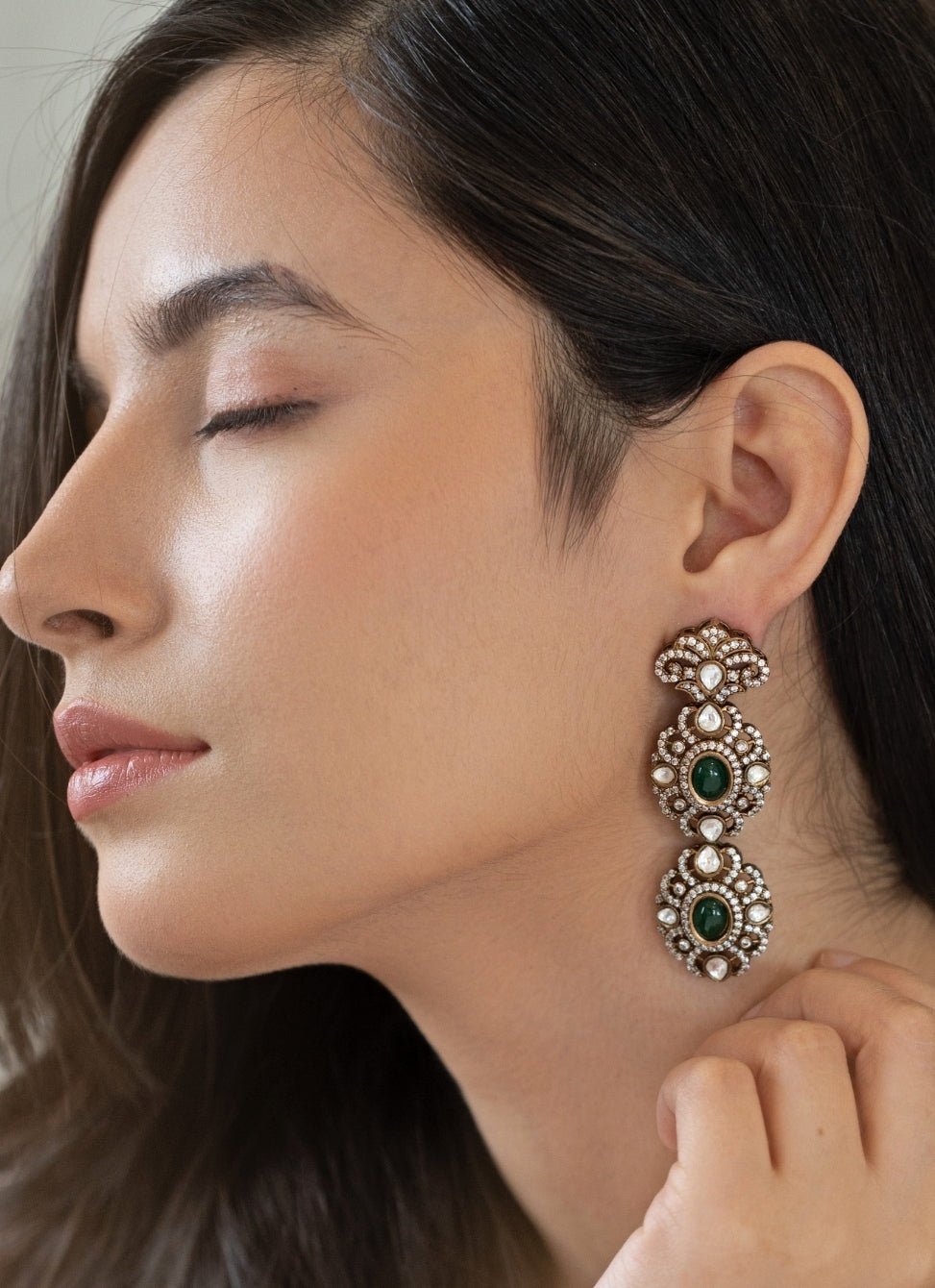 Do Taara Green Polki EarringsFabilicious Fashion