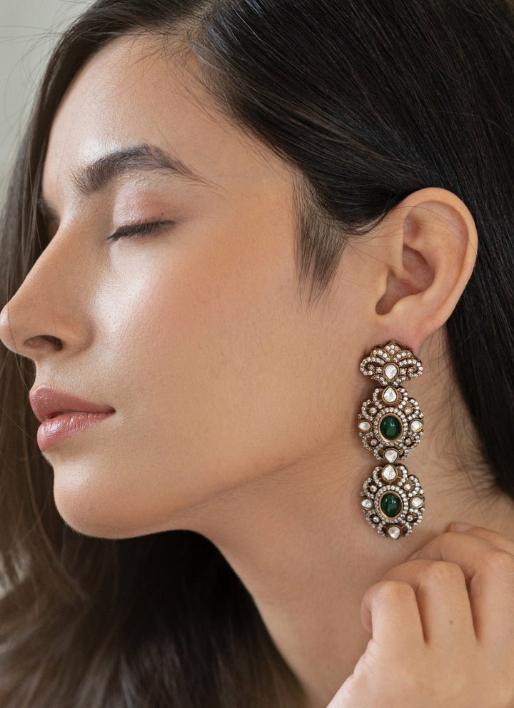 Do Taara Green Polki EarringsFabilicious Fashion