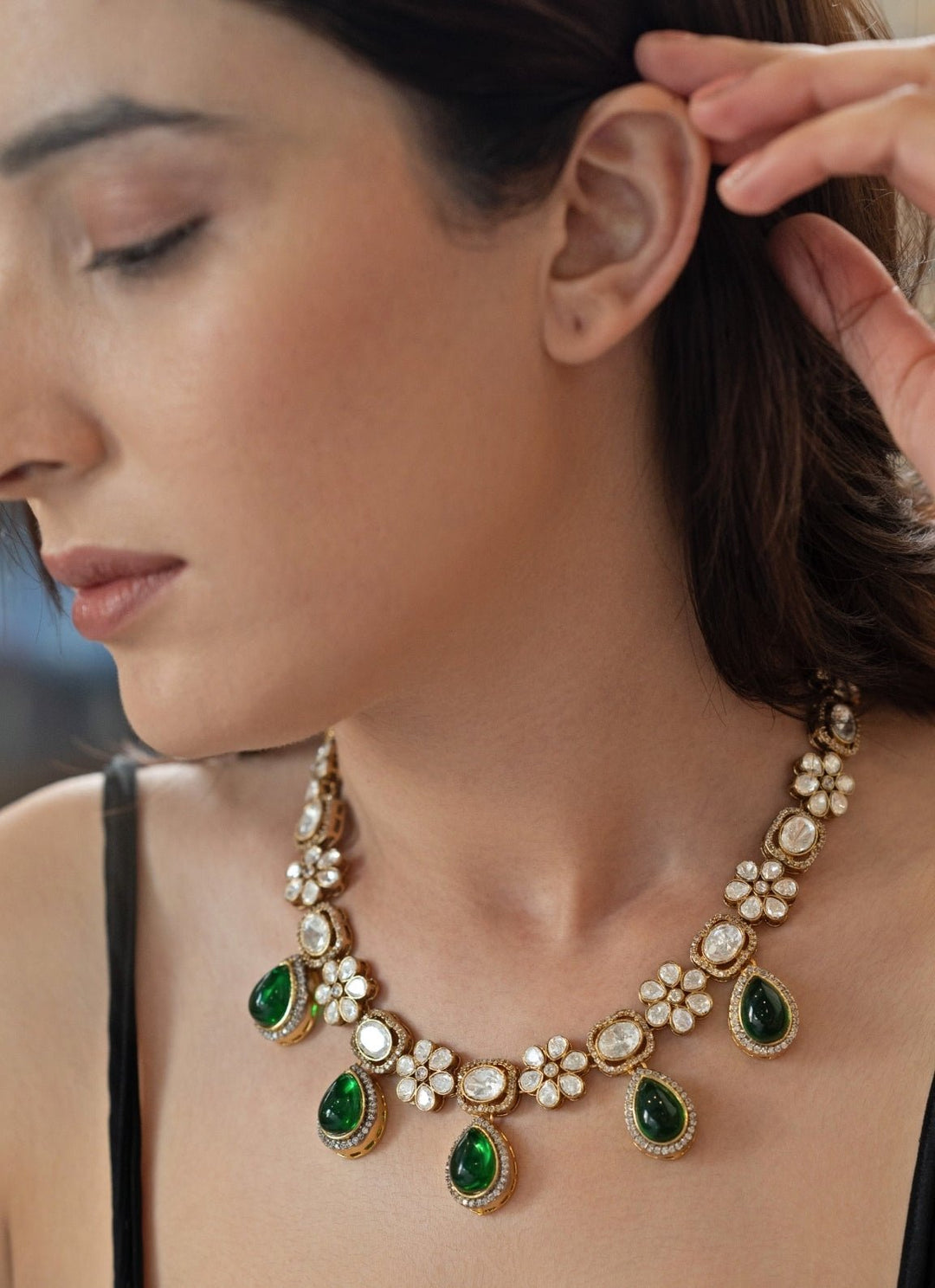 Do Taara Green Polki Necklace SetFabilicious Fashion