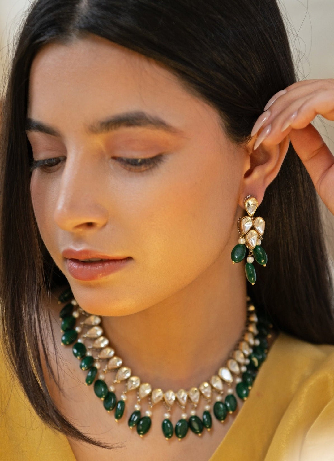 Do Taara Green Polki Necklace SetFabilicious Fashion