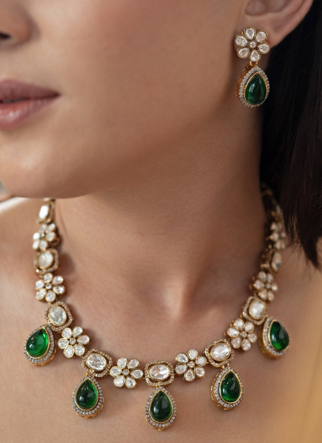 Do Taara Green Polki Necklace SetFabilicious Fashion