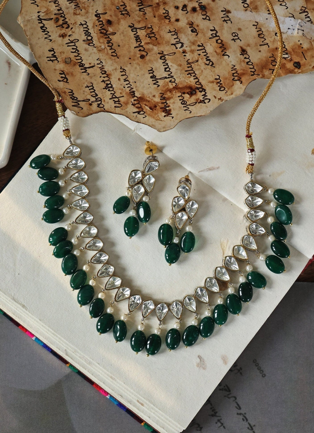 Do Taara Green Polki Necklace SetFabilicious Fashion