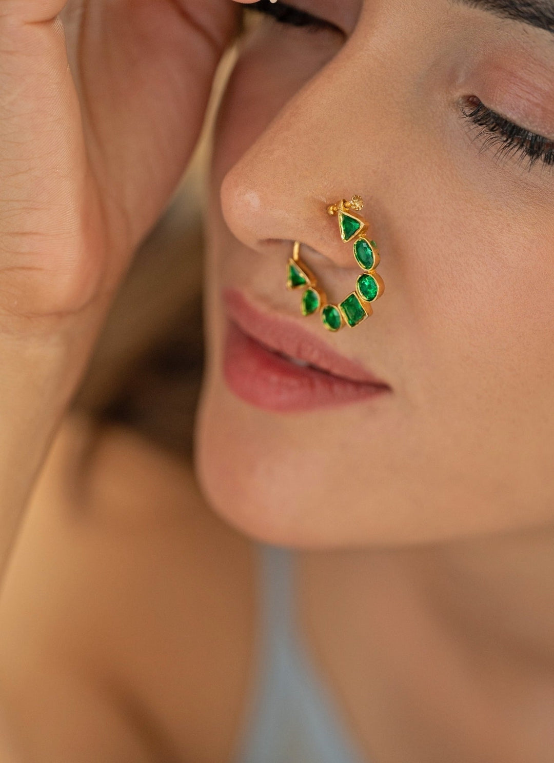 Do Taara Green Polki NosepinFabilicious Fashion
