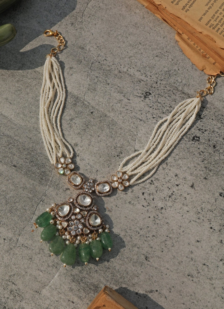 Do Taara Green Polki &amp; Pearls NecklaceFabilicious Fashion