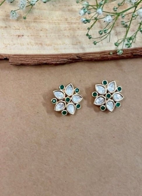 Naymee Green Polki Stud EarringsFabilicious Fashion