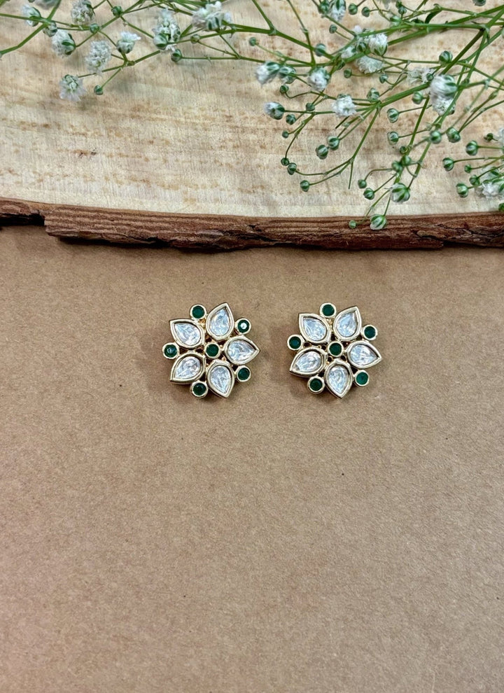Naymee Green Polki Stud EarringsFabilicious Fashion