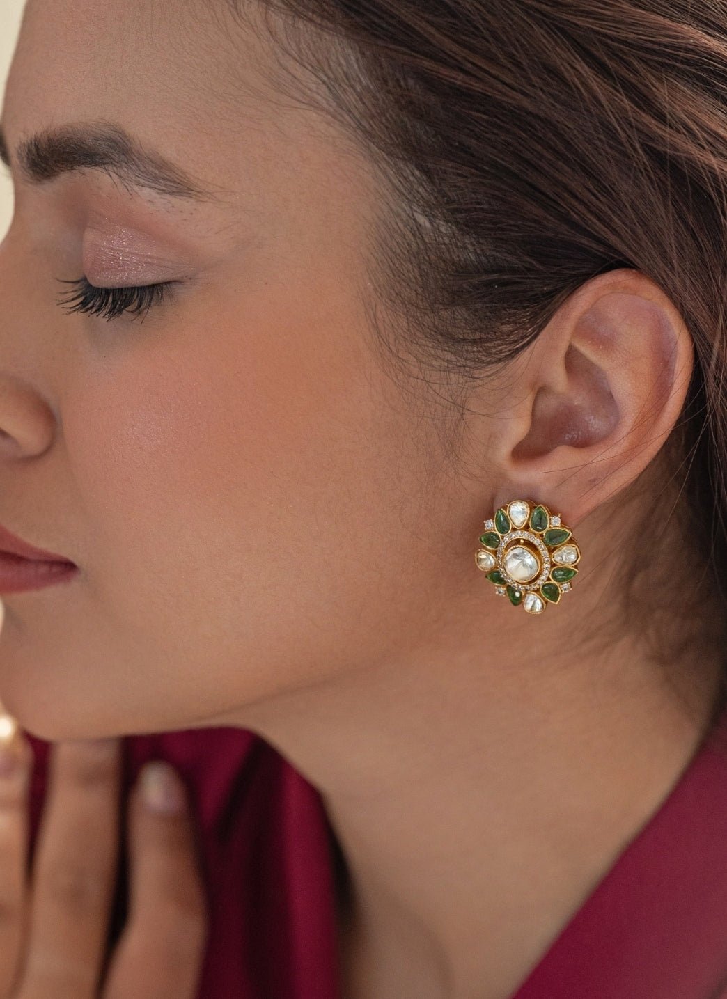 Do Taara Green Polki StudsFabilicious Fashion