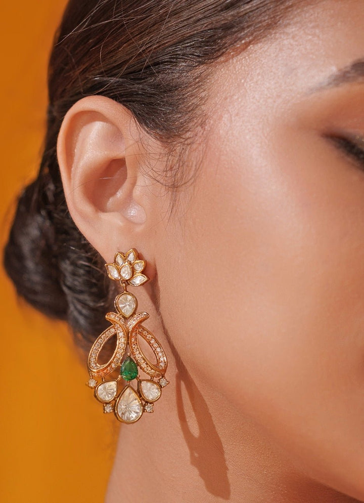 Green Polki Two Tone Necklace Set Zevar by Geeta - Fabilicious Fashion