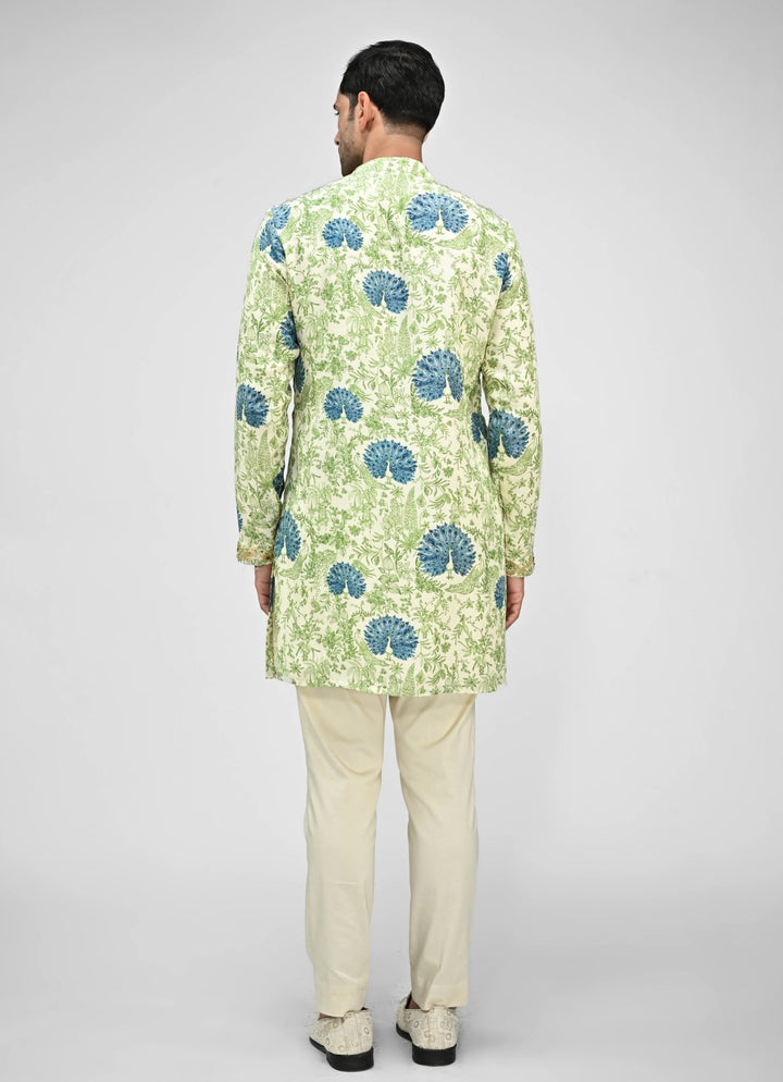 Green Printed Kurta Pants Set Juhi Bengani - Men - Fabilicious Fashion