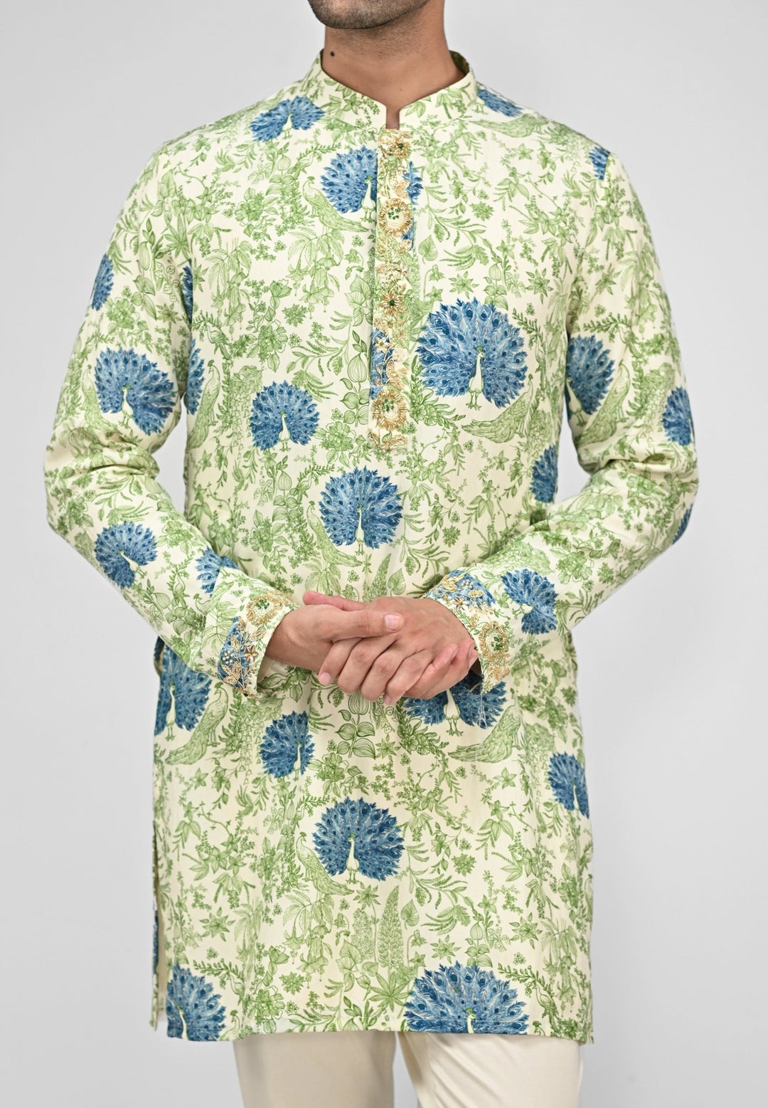 Green Printed Kurta Pants Set Juhi Bengani - Men - Fabilicious Fashion