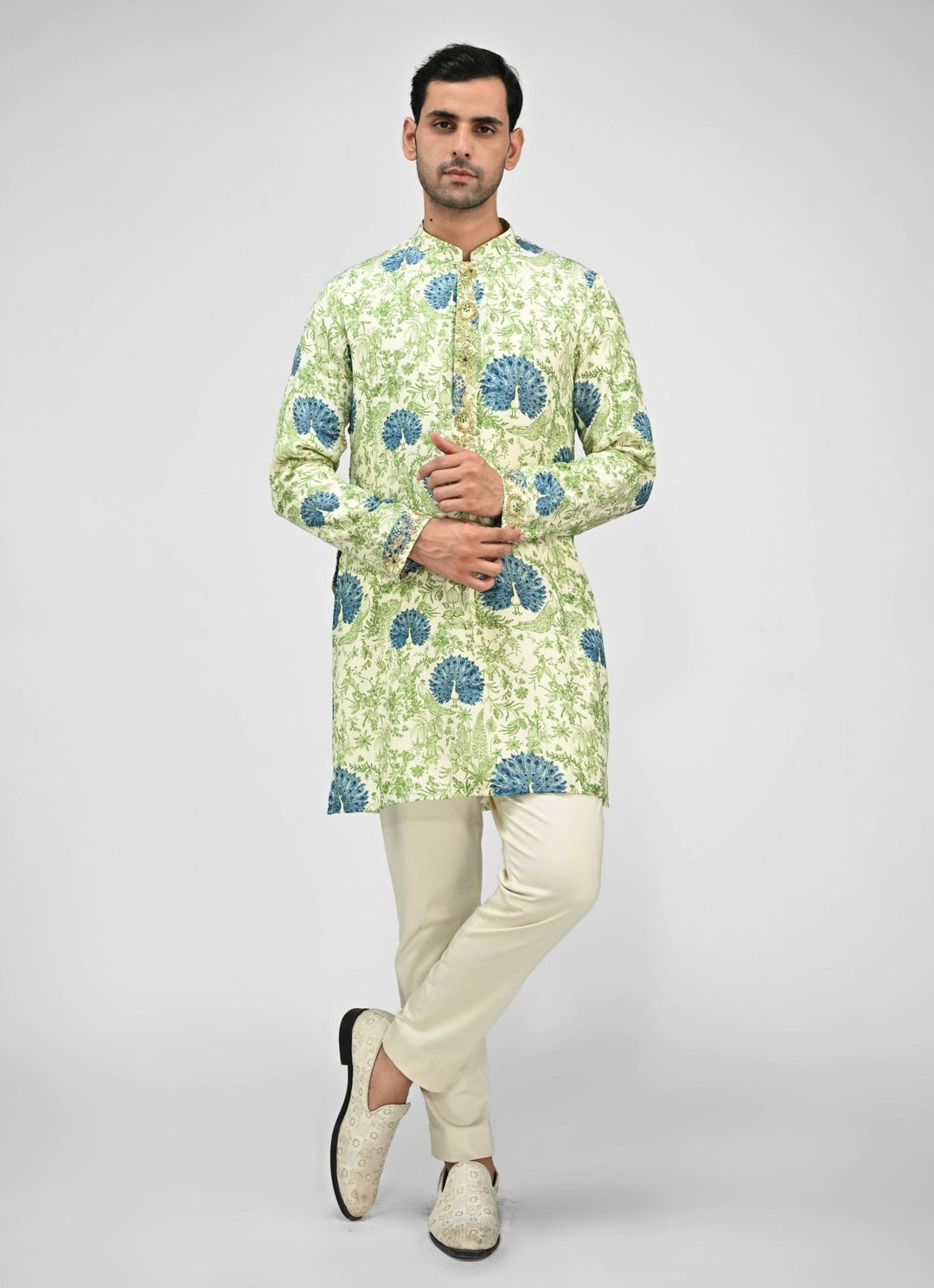 Green Printed Kurta Pants Set Juhi Bengani - Men - Fabilicious Fashion