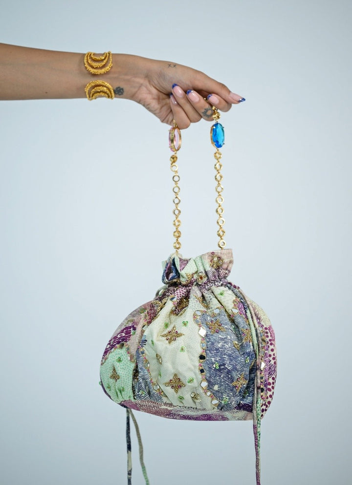 Green Printed Potli - Add On Only Juhi Bengani - Fabilicious Fashion