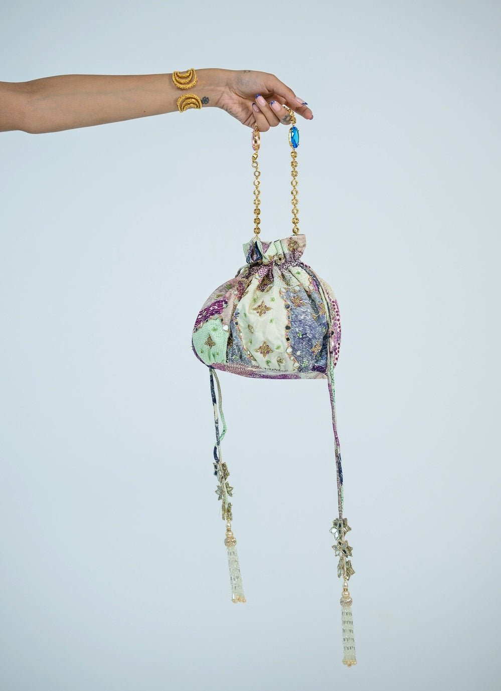 Green Printed Potli - Add On Only Juhi Bengani - Fabilicious Fashion