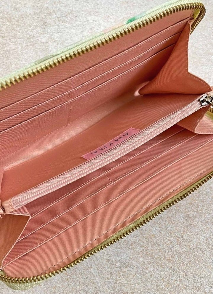 Green Printed Zip Wallet AMYRA - Fabilicious Fashion