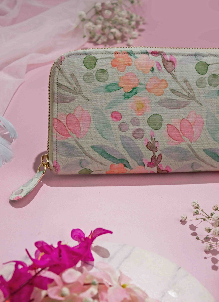 Green Printed Zip Wallet AMYRA - Fabilicious Fashion