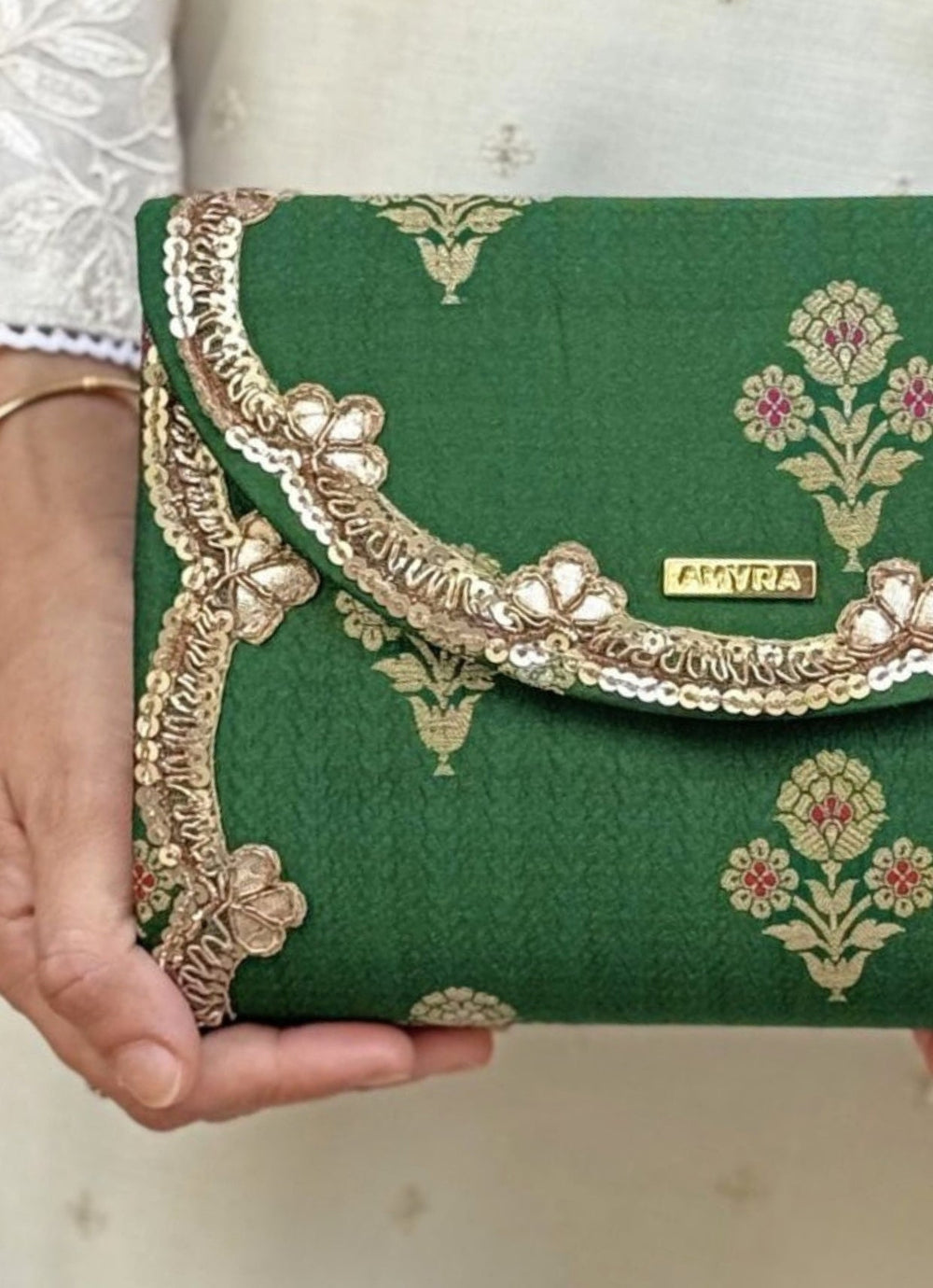 Amyra Green Pure Silk ClutchFabilicious Fashion