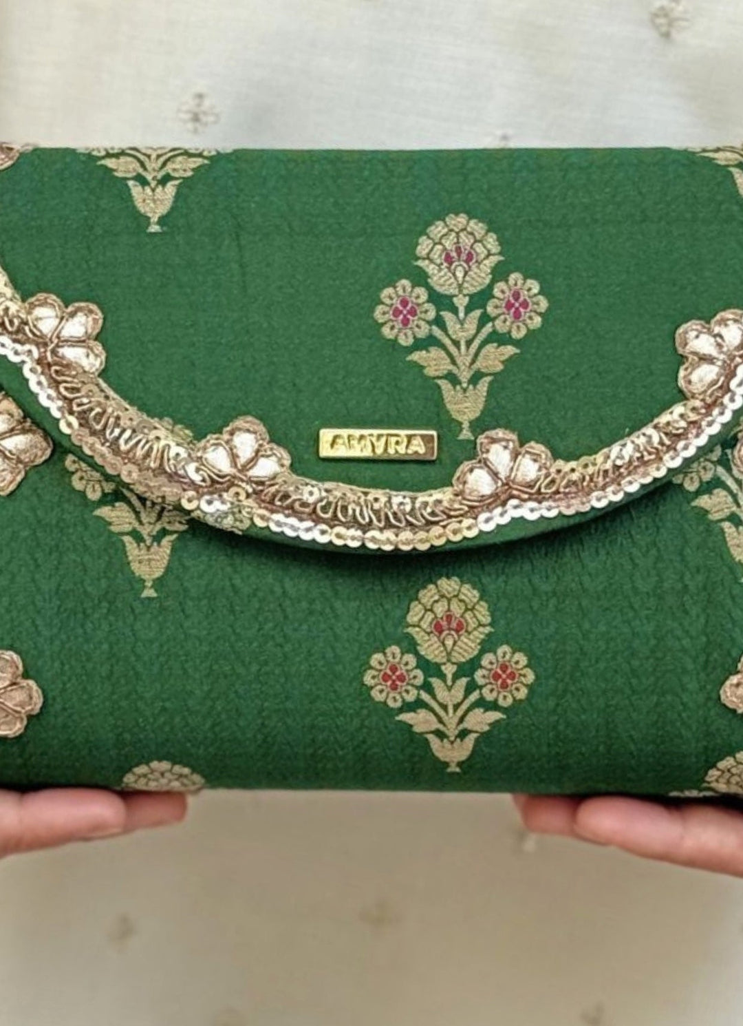 Amyra Green Pure Silk ClutchFabilicious Fashion