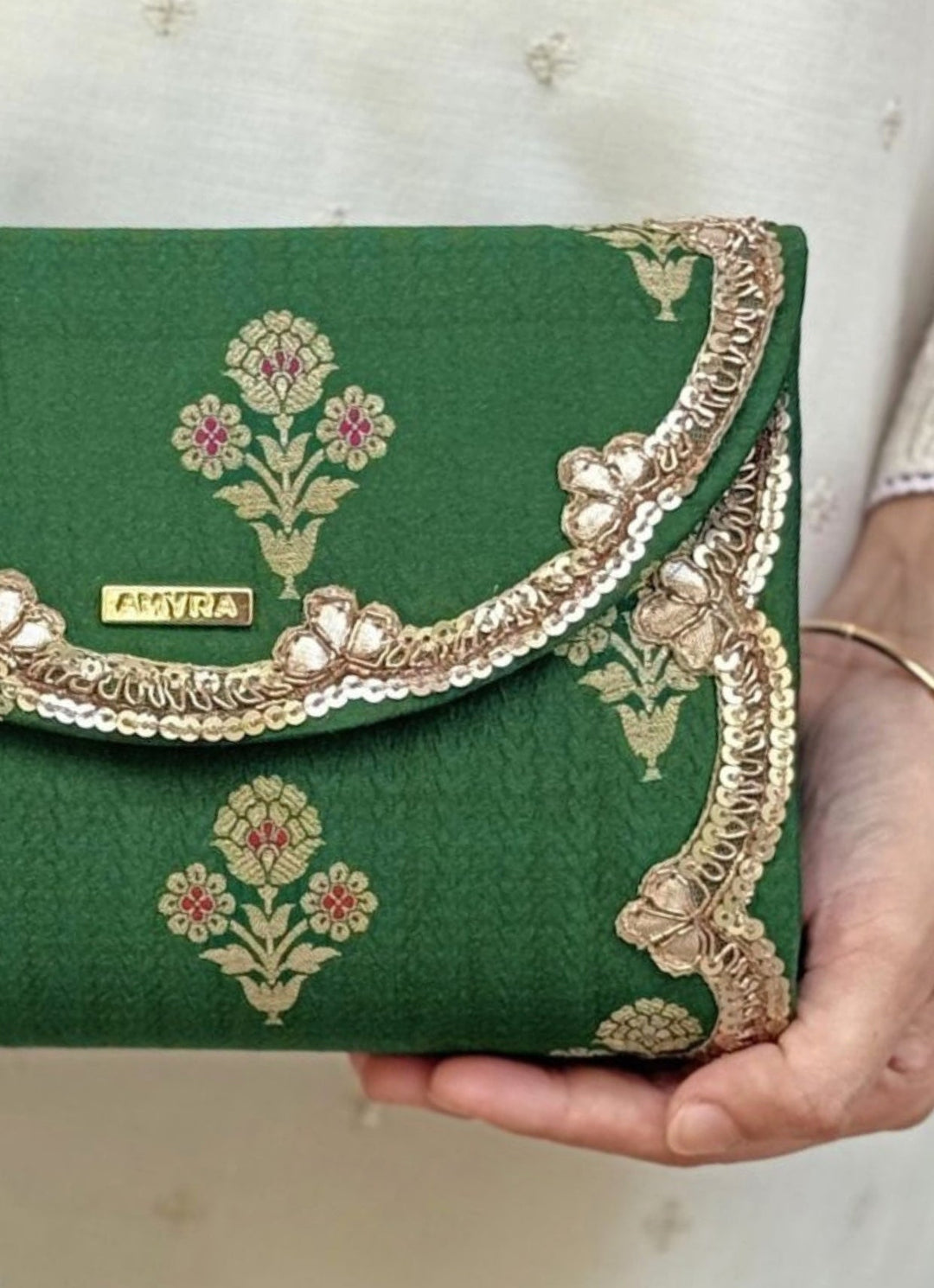 Amyra Green Pure Silk ClutchFabilicious Fashion