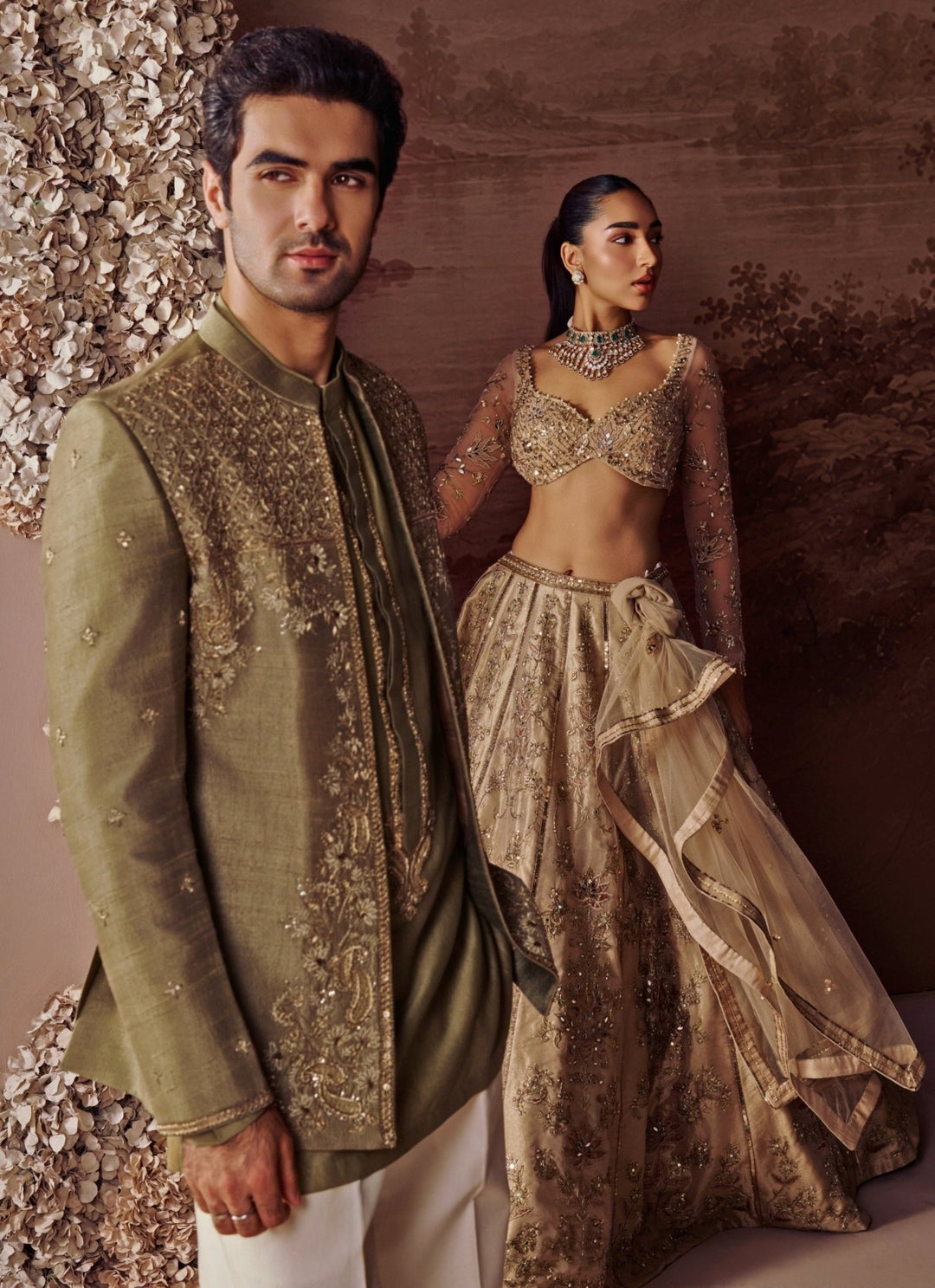 Contrast by Parth Green Raw Silk Jacket SetFabilicious Fashion