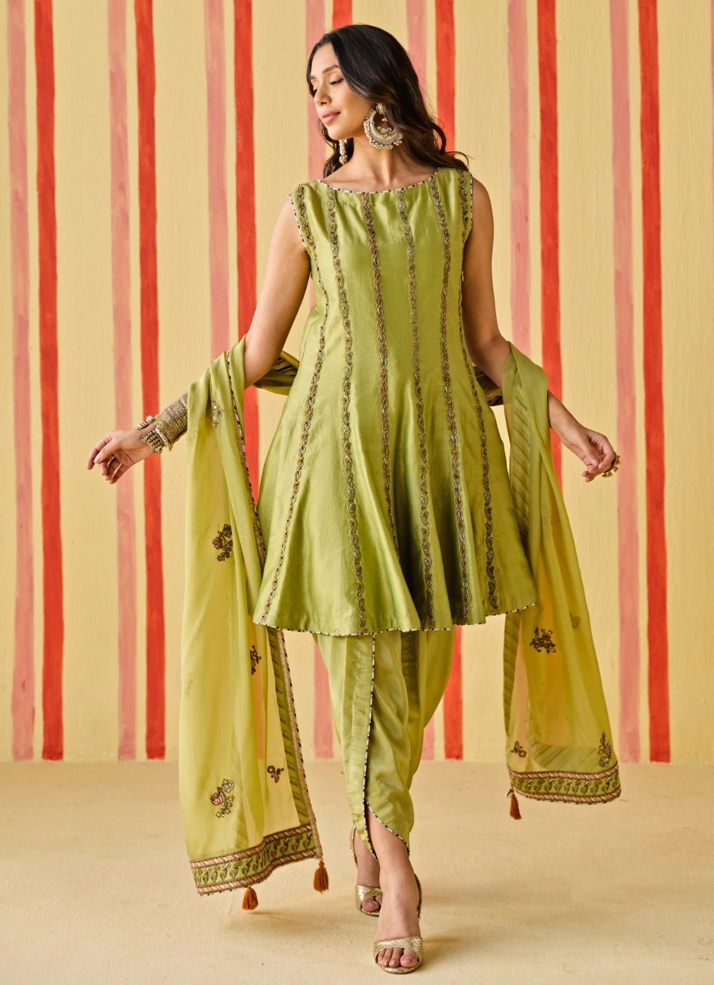 Studio Bagechaa Green Silk Kurta Dhoti SetFabilicious Fashion